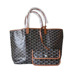 Goyard Saint Louis PM Tote Coated Canvas Bag Brown Black